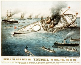 Sinking of the British battle ship Victoria off Tripoli