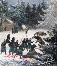 Preobrajensky regiment shooting hungry bears