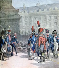 Old soldiers placing wreaths at the foot of the Vendome Column