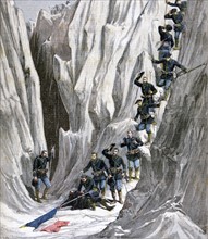 French Alpine Chasseurs recovering the body of Lieutenant Bujon