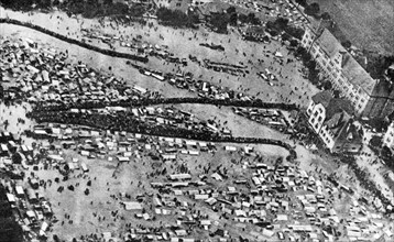 Aerial view of Nazi prison camp at Neubreisach