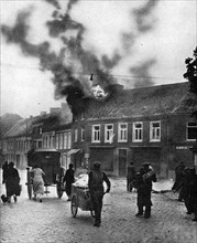 A German raid on a Belgian town, 1940