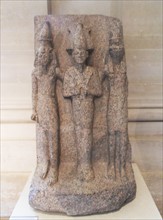The god Osiris between her son Horus
