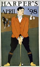 Harper's April 1898 Man in foreground playing golf
