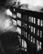 Warehouses in the east of London burning