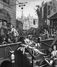 Gin Lane is a print issued in 1751 by William Hogarth