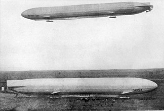 Zeppelin "Victoria Luise" flying over the "Sachsen"