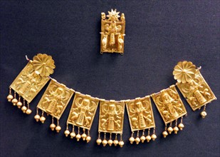 Seven gold plaques showing Artemis