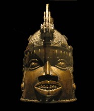 Brass helmet mask for the Ododua ritual