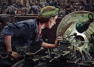 Ruby Loftus screwing a breech ring by Dame Laura Knight