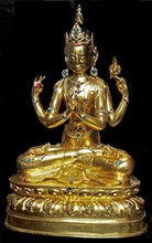 Gilt and lacquered bronze figure of Amitabha Buddha
