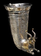Fluted silver drinking horn