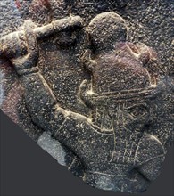 This is a fragment of a Basalt relief showing Teshub