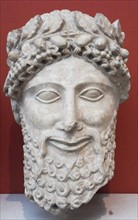 Limestone head of a statue