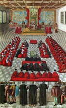 Renold Elstrack painting depicting Queen Elizabeth I opening Parliament