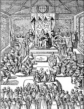 king James I attends Parliament in London