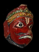 Wooden dance mask depicting the Hindu monkey god