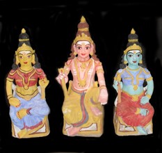 The Hindu Trimurti or Trinity represented in small statuette figures