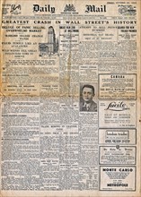 Wall Street crash' newspaper headline 1929