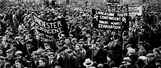 Protests against the unemployment in Britain, 1932