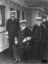 Three British monarchs. Edward VII (seated) his son, later George V, left, and his grandson, later
