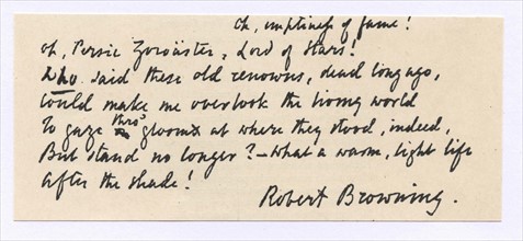 Manuscript of a verse by Robert Browning