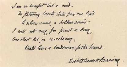Manuscript of a verse by Elizabeth Barrett Browning