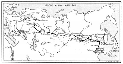 The route of the Trans-Siberian Railway