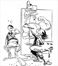 Cartoon showing an artist