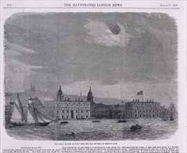Solar eclipse seen over the Royal Observatory, Greenwich, 1858