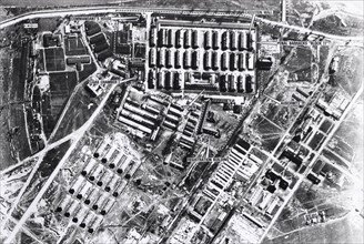 Aerial view of Auschwitz I concentration camp