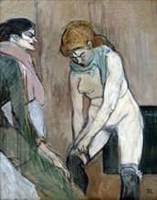 Woman Pulling on a Stocking by Toulouse-Lautrec