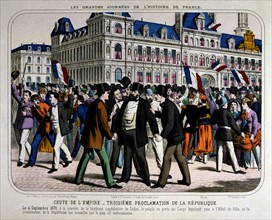 Crowd in Paris celebrating the declaration of the Third French Republic