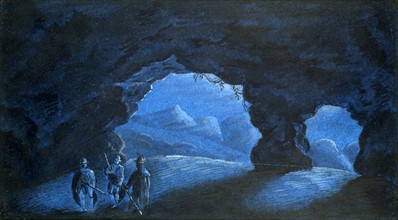 Three Men in a Mountain Grotto'