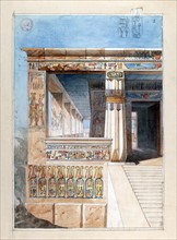Watercolour of part of an Ancient  Egyptian  temple