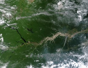 True-colour satellite image of the River Amazon