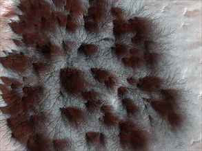 Carbon dioxide ice cap at the south pole of Mars