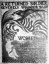 War poster asking women to knit