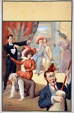 Hypnotist directing group of people to do unusual things