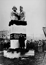 Vladimir Lenin inaugurates a statue of Marx and Engels Moscow 1918
