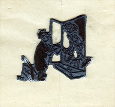 Lead block used to print a cartoon in a newspaper