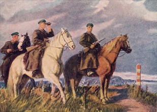 Postcard from Russian soldiers on horseback, circa 1943