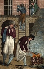 Plumbers working on a building