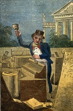 Stone Mason with mallet and chisel