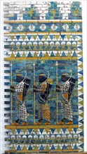 Ishtar Gates, Babylon plus details showing palms, lions and animals.