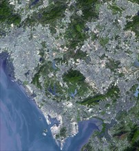 Satellite view of the city of Shenzen