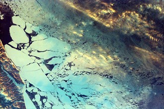 Satellite view of the Sakhalin Island