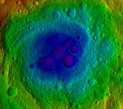Satellite view of the northern and southern hemispheres of the giant asteroid Vesta