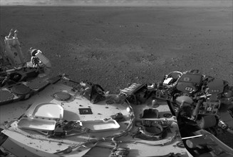 This full-resolution image shows part of the deck of NASA's Curiosity rover taken from one of the