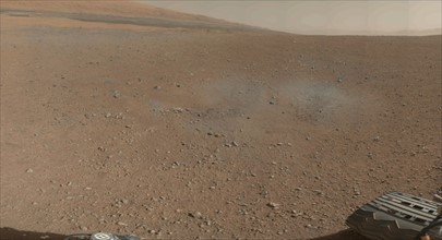 This is a portion of the first color 360-degree panorama from NASA's Curiosity rover, made up of